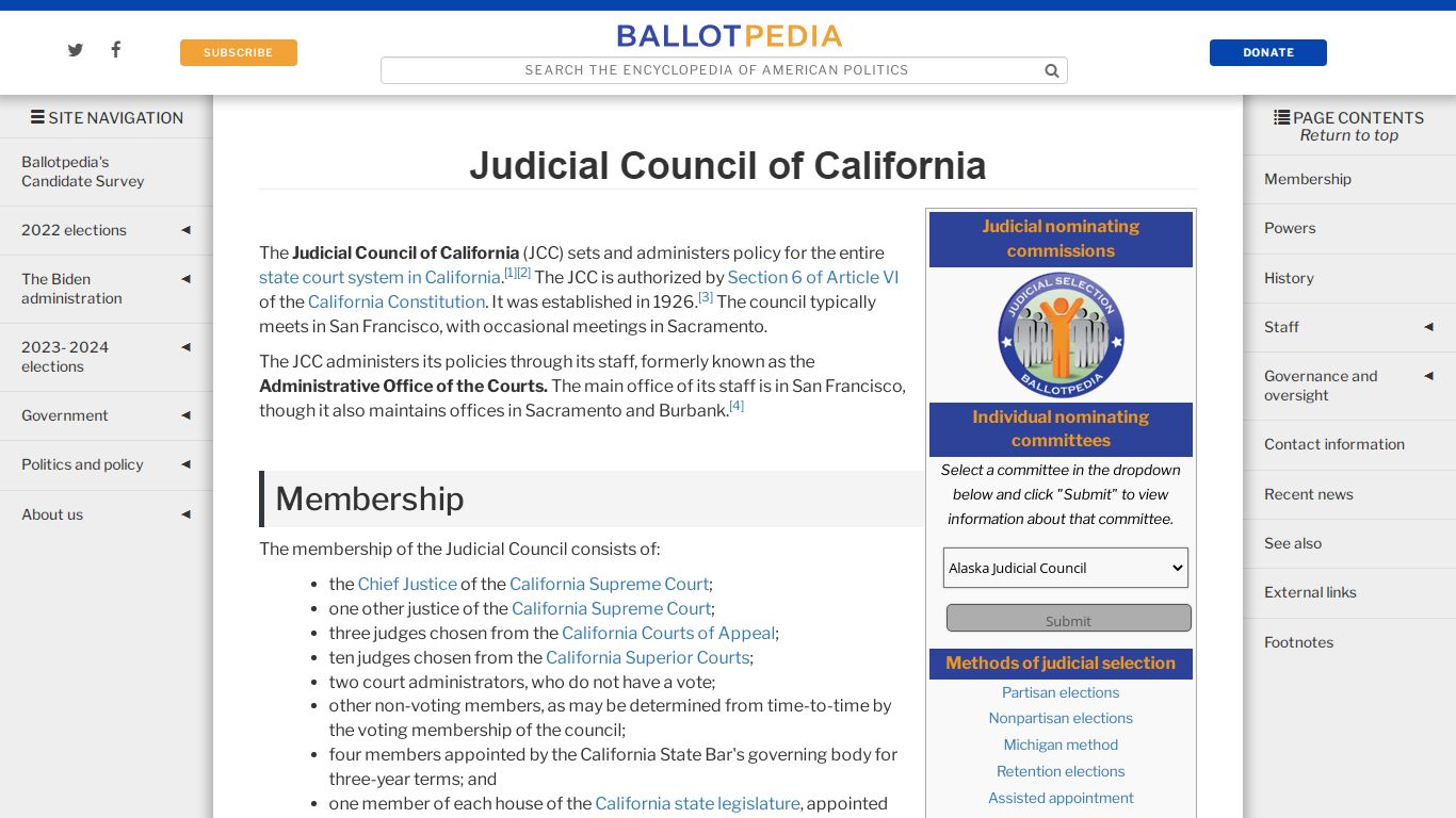 Judicial Council of California - Ballotpedia